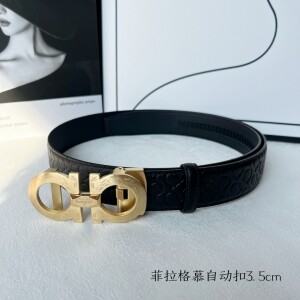 페라가모 Ferragamo 캐주얼 빈티지 엠보 남성 자동 벨트 3.5cm