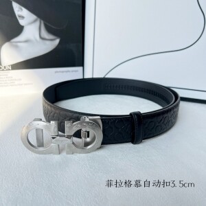 페라가모 Ferragamo 캐주얼 빈티지 엠보 남성 자동 벨트 3.5cm