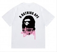 베이프 BAPE 스투시 콜라보 프린트 반팔 티