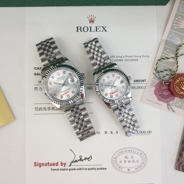 위핑,로렉스 텐포인트 은판 실버 메탈시계