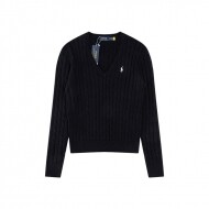 폴로 랄프로렌 RALPH LAUREN 자수 브이넥 긴팔 니트 톱