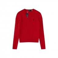 폴로 랄프로렌 RALPH LAUREN 자수 브이넥 긴팔 니트 톱