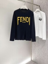펜디 FENDI 모던 클래식 심플 캐주얼 긴팔 티셔츠 남녀공용