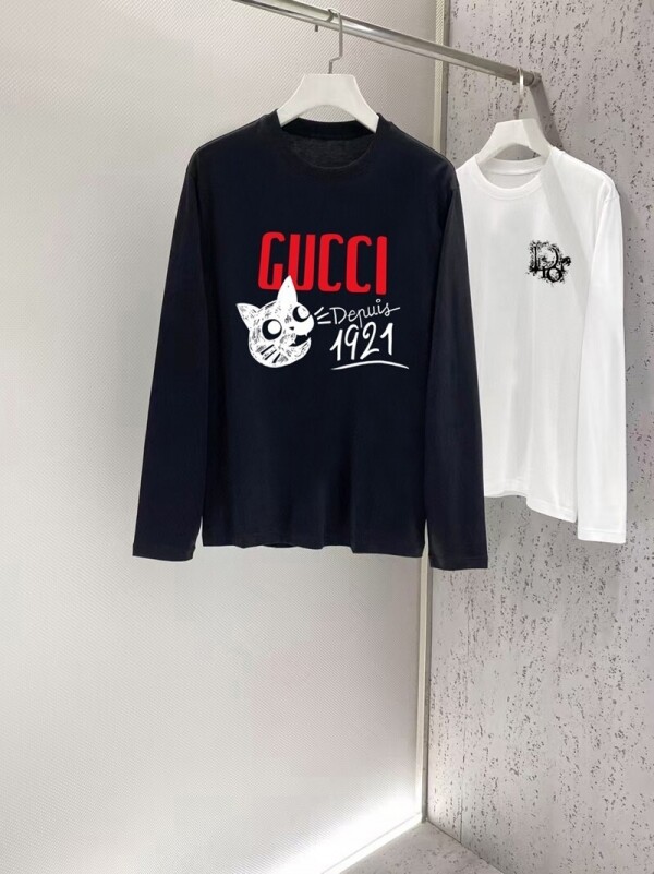 위핑,구찌 GUCCI 모던 클래식 심플 캐주얼 긴팔 티셔츠 남녀공용