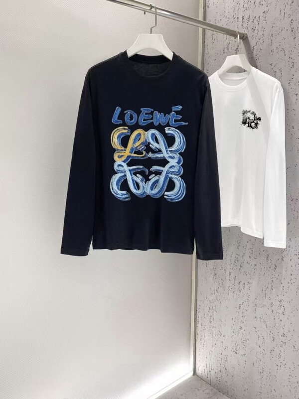 위핑,로에베 LOEWE 모던 클래식 심플 캐주얼 긴팔 티셔츠 남녀공용