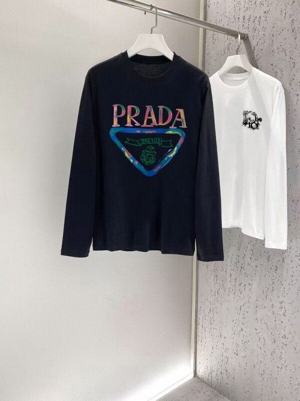 위핑,프라다 PRADA 모던 클래식 디자인 캐주얼 긴팔 티셔츠 남녀공용
