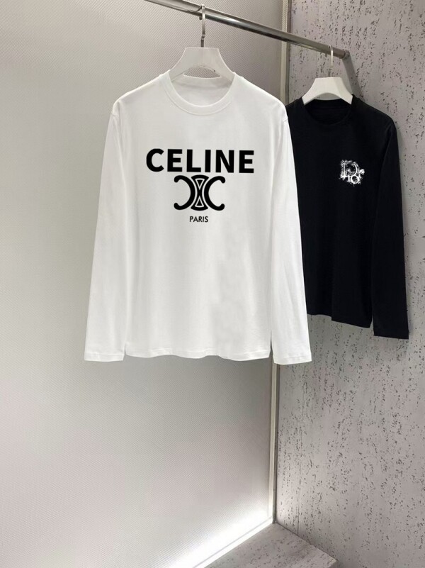 위핑,셀린느 CELINE 모던 클래식 디자인 캐주얼 긴팔 티셔츠 남녀공용