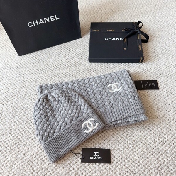 위핑,샤넬 CHANEL 컴포트 비니+니트워머 세트