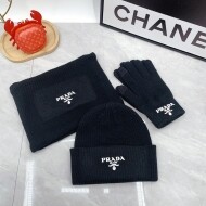 프라다 PRADA 더블C로고비니+니트스카프세트