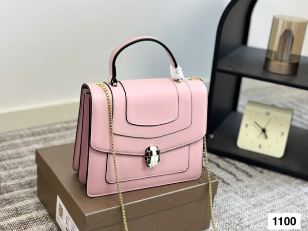 위핑,불가리 BVLGARI 클래식 모던 토트백 체인 숄더백 핑크색