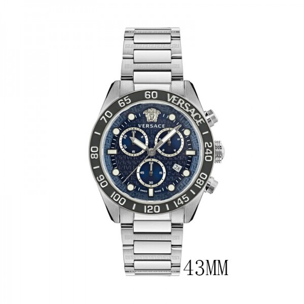 위핑,베르사체 그레카 돔 크로노그래프 쿼츠 블루 다이알 남성용 시계 VE6K00323