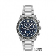 베르사체 그레카 돔 크로노그래프 쿼츠 블루 다이알 남성용 시계 VE6K00323