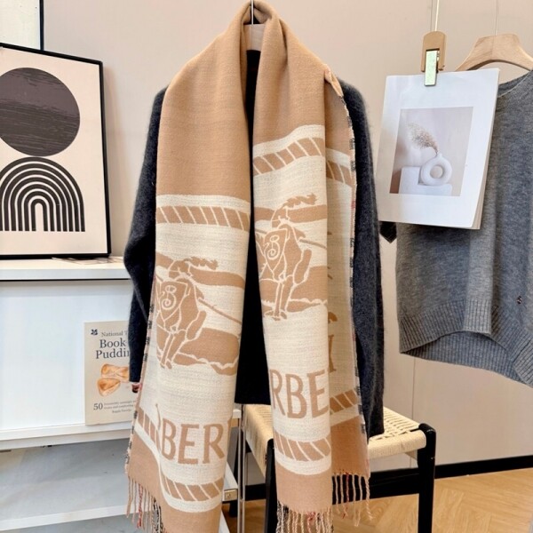위핑,버버리 BURBERRY 로고 자카드 모던 빈티지 캐주얼 스카프