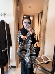 디올 DIOR 로고 자카드 모던 빈티지 캐주얼 스카프