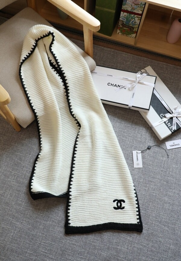 위핑,샤넬 CHANEL 로고 모던 심플 캐주얼 니트 머플러