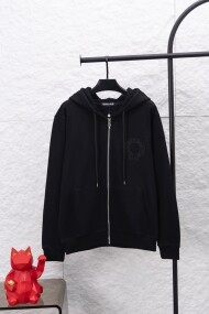 크롬하츠 Chrome Hearts 클래식 로고 레더 자수 캐주얼 후드 코트 남녀 공용