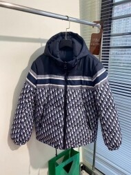 디올 DIOR 로고 클래식 후드 리버서블 다운 재킷