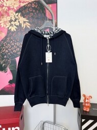 디올 DIOR 남녀 공용 로고 자카드 캐주얼 후드 니트 카디건