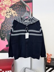 디올 DIOR 남녀 공용 로고 자카드 캐주얼 후드 니트 카디건