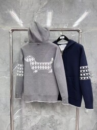 톰브라운 Thom Browne 등 강아지 지퍼 후드티 카디건