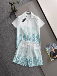 아미리 AMIRI 캐주얼 컴포트 소프트 반팔 셔츠+반바지 남성 세트