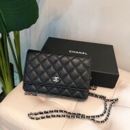 샤넬 CHANEL 클래식 월렛 온 체인 백 블랙 캐비어/램스킨 AP0250 Wallet On Chain 19×12.5×3.5cm