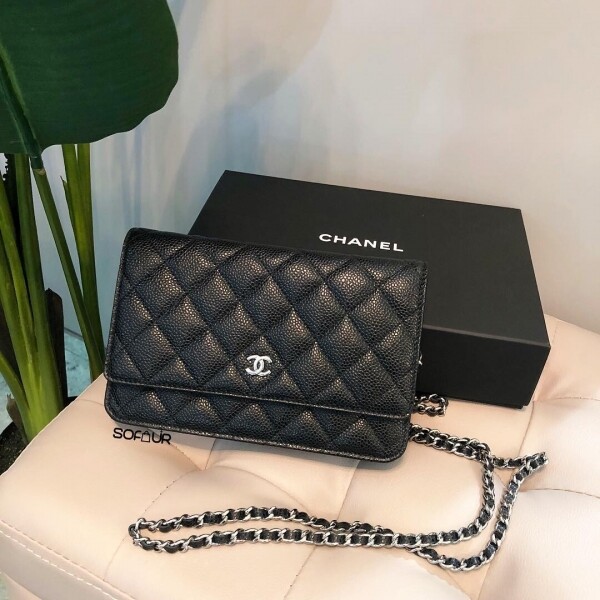 위핑,샤넬 CHANEL 클래식 월렛 온 체인 백 블랙 캐비어/램스킨 AP0250 Wallet On Chain 19×12.5×3.5cm