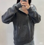 디올  후드 집업 자켓 트랙 양면 재킷 그레이 113M221AT225  F