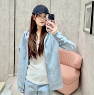디올 후드 집업 자켓 트랙 양면 재킷 블루 113M221AT225  F