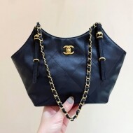 샤넬 쁘띠 체인 쇼핑백 카프스킨 블랙 AS6015