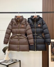 셀린느 후드 롱 화이트 구스 다운 패딩