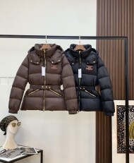 셀린느 후드 쇼트 화이트 구스 다운 패딩