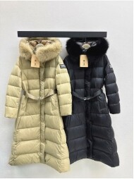 버버리 후드 롱 다운 패딩 90 화이트 오리털 너구리퍼